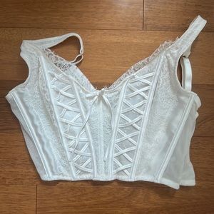 white corset-type top